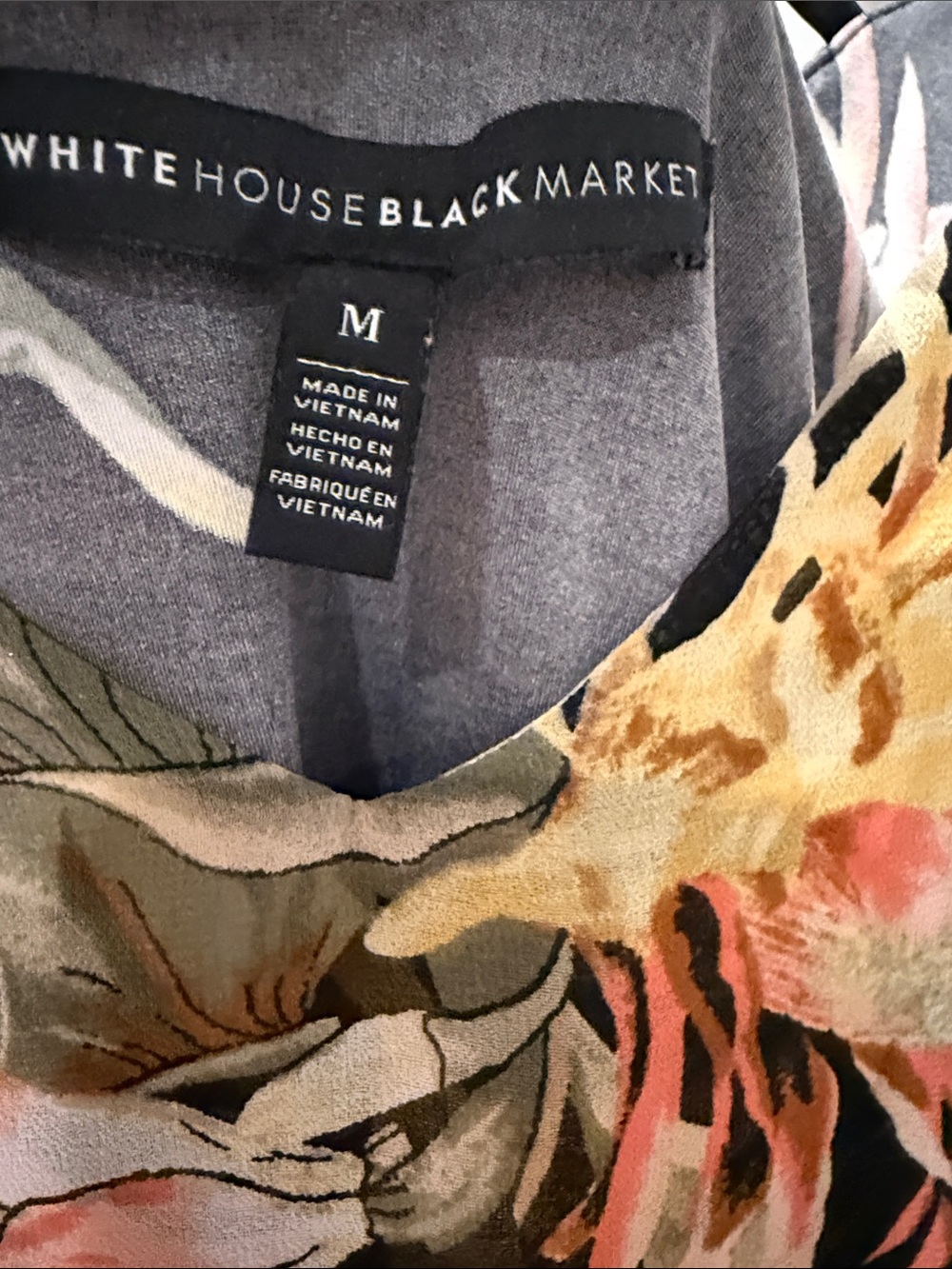 White House Black Market Black Floral Double-Strap Crisscross top - Picture 3 of 4